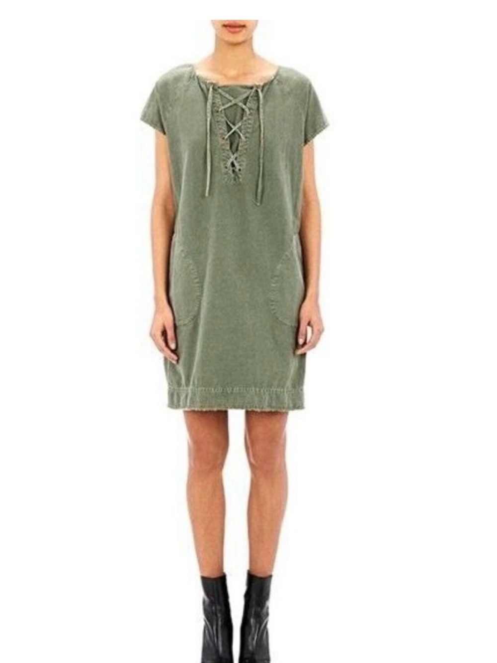 Nili Lotan lace up slub twill dress size S
